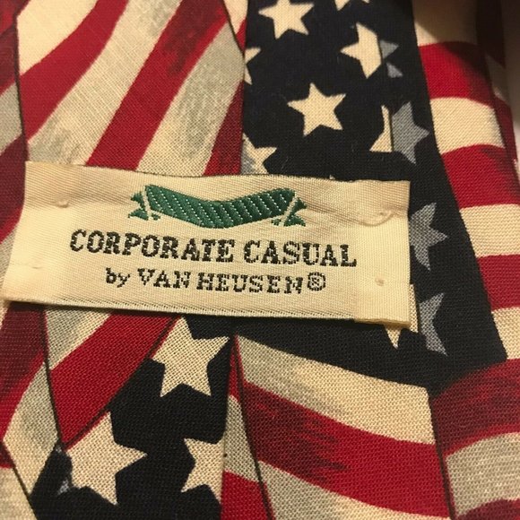 Necktie Stars and Stripes Corporate Casual Van Heusen Red White Blue 56" - Picture 4 of 5